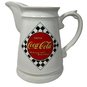 Vintage 1995 Coca Cola Ceramic Pitcher Height 6.5 inch Distributed by Enesco